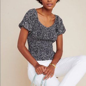 Anthropologie Aurelia smocked blouse with fitted stretchy bodice